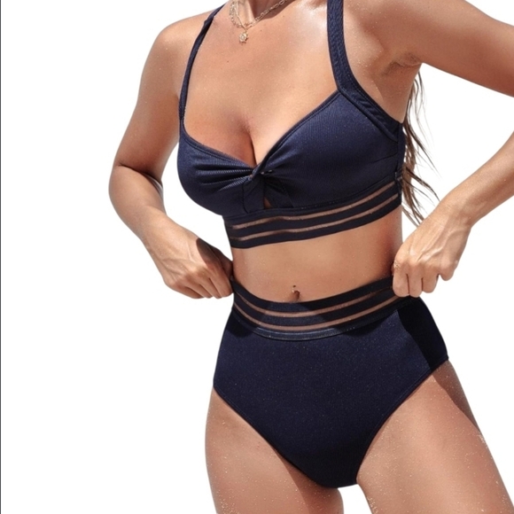 CUPSHE BLACK MESH BIKINI WOMEN'S SUZE LARGE - Picture 2 of 7